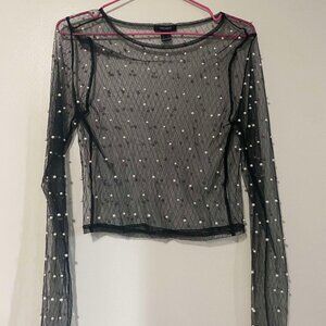 Forever 21 Pearl Mesh Top - L